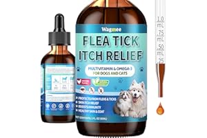WAGMEE Flea and Tick Support for Dog and Cat, Natural Oral Flea & Tick Support Drops with Multivitamin for Pets - Supports Healthy Skin & Coat - Oral Supplement for All Breeds & Ages - Chicken