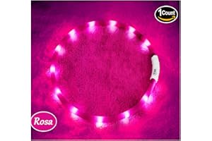 IKIMI KABB LED Cane Collar, USB Ricaricabile Night Safety Dogs Collar Lunghezza Cane Regolabile con Tre modalità di Illuminazione per Cani (Rosa)