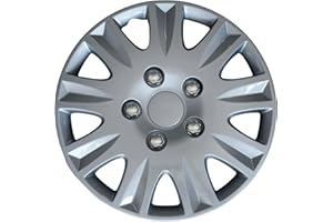 AUTOZOCO Tapacubos universales, Juego de 4 Tapacubos, Aptos para Coche, Furgoneta, ABS Resistente a Fuertes Impactos, con Anillo sujeción Ajustable, Diseño Menorca, 14 Pulgadas