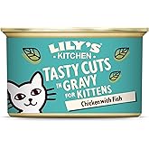 Lily's Kitchen Natural Kitten Wet Cat Food in Gravy - Chicken & Ocean Fish Tasty Cuts - Complete Grain-Free Recipes (24 Tins