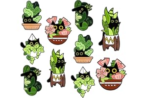 Kinretixia Katzenform Pin Anstecker Button Anstecknadel aus Emaille, Katze in Topfpflanze, Kreative Emaille-Anstecknadeln, Großset, Cartoon-Pflanzen, Anime, anstecker pin