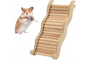 Ponte sospeso per criceti, scaletta per Animali Domestici, Recinzione in legno per criceti, giocattoli da masticare per criceti, Giocattolo Scaletta da Arrampicata in Legno per Criceti