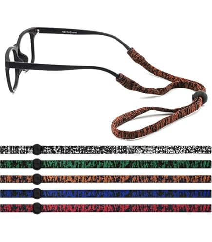 MoKo Einstellbare Brillenband, 4 Pack Brillenbänder mit Mikrofasertuch und 4 Paar Brillenbügelhaken 4 Paar Silikon Nasenpads, Brillenzubehör für Sport & Freizeit - Schwarz