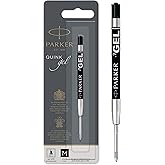 Parker 1950344 Jel T&uuml;kenmez Kalem Yedeği, Orta Kalınlıkta U&ccedil;, Siyah, gri