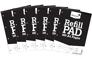 Silvine 160 stron, wkład w formacie A4, oprawiony od góry, dziurkowany, 4 otwory. Zwykłe białe strony. Ref A4RPP (6 sztuk).