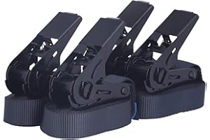 SANDAX Lot de 4 Sangles d'arrimage Sangles à cliquet, Rochet Noir de Haute qualité, Charge admissible jusqu'à 400 kg, Selon DIN en 12195-2, Longueur 4m Largeur 25mm, en Une pièce, Noire