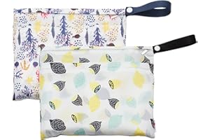 Greyoe Sac a Couches Bebe, [2 pcs] Sac Couche Lavable, Bolsa Sac Couches Lavables, pour bébé, Piscine de Plage, Salle de Sport, Rangement à la Maison, étanche avec Fermeture éclair(Varech/Citron)