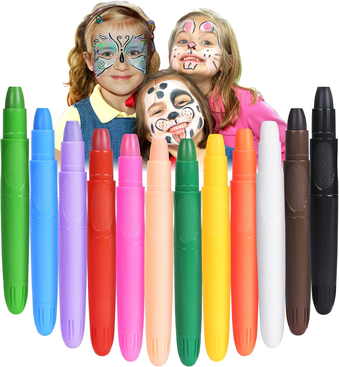 URAQT Pinturas Cara para Niños, 12 Colores Seguridad No Tóxica Pintacaras Infantil, Pintura Corporal y Facial para Barriga Embarazada, Pinturas Maquillaje Halloween Festival Fiesta Cosplay adulto niño