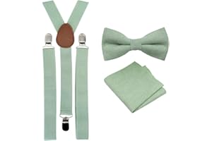DB DICKIE BOW Ensemble nœud papillon et carré de poche et bretelles en coton mélangé pour homme