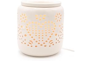 Candle-Brothers Elektrische Duftlampe aus Keramik | Romance | Weiße Duftlampe mit romantischen Design | Perfekte Geschenkidee für Freunde & Famile | Lampe für Büro, Schlafzimmer, Yoga