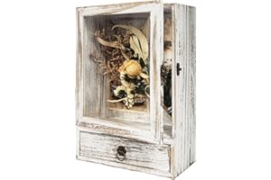 Eclare 8"X12" Shadow Box Frame With Drawer, 3.5" Deep Wooden Display Case for Photos, Flowers, and Keepsakes - Memory Box