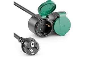 deleyCON 2m Utomhus Förlängningskabel Strömkabel IP44 (H07RN-F 3G1.5mm²) Strömförlängning Väderbeständig Gummikabel för Utomh