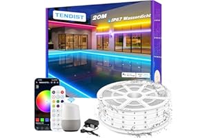 TENDIST WiFi 20M Ruban LED RVB Exterieur, Bande LED IP67 Etanche, LED Ruban Extérieur 24V Synchronisation musicale et Compatible Alexa, Smart Extérieur Ruban LED pour Jardin, Balcon (RVB-IP67, WiFi)