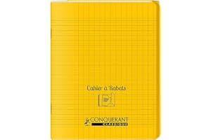 conquerant Un Cahier à Rabat avec Couverture Polypro Hamelin 24 x 32 - 96 Pages -Grands Carreaux Seyès - Jaune