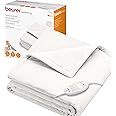Beurer HD75UK Electric Throw - White | Breathable Heated Throw for Sofa and Bed | Heating Blanket with Ultra-Soft Fleece Fibres | Automatic Switch-Off | Machine-Washable | 180 x 130 cm