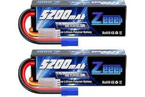 Zeee 3S Lipo Battery 11.1V 80C 5200mAh RC Battery Estuche rígido con Enchufe EC5 para RC Car Boat Truck Helicopter Airplane Racing Modelos (2 Paquetes)