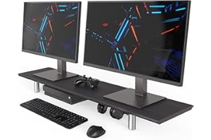 Fenge Supporto per Monitor Grandi Regolabile in Altezza in Metallo per PC/Laptop/TV 100x23,5x11,2cm Nero