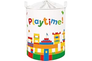 Clastyle Ceste Biancheria Bambini Studio Cestino Giocattoli Vestiti Impermeabile per Ragazzo Ragazza Cestino Portaoggetti per Bagno Cameretta Bucato, Tempo Gioco, 40 * 50 cm