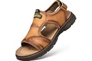 GILKUO Sandalias Hombres Verano Sandalias de Piel Punta Abierta