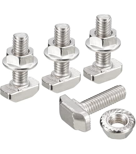 RVS T-bout T-gleuf Bouten T-vormige Drukplaat Schroeven, M6*45mm, 5 stuks