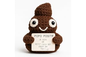 PATATE POSITIVE Popo Positif© | Cadeau Fun & Rigolo | Idee Drole | Fete Surprise | Anniversaire Festif | Enfant Frere Soeur Garcon Fille | Crochet | Poupee Humour | Ami Famille Copain Collegue Bureau | Jouet Comique