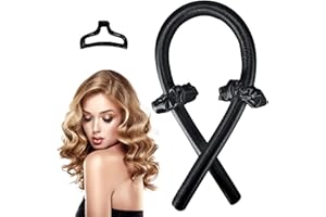 OKALABANDEE Bigodino Silk Lungo per Boccoli, antiscivolo per capelli lunghi e medi Con Clip, Arricciacapelli senza calore, (Nero)