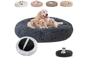 JRUI Hundebett für Grosse Hunde Abziehbar Waschbar (3XL) 100 cm Ø, Rund Plüsch Hundekissen Katzenbett Waschbar Warme Bequeme Hundesofa Hundekörbchen für Mittelgroße Hunde, Dunkelgrau