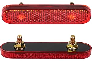 AYBUY Catarifrangente Moto, 2 Pezzi 87X21X12mm E4 Riflettore Posteriore Rosso, Occhio di Gatto Multifunzionale per Moto Bicicletta Scooter E-approvato
