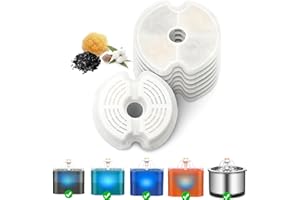 VinDox 8 filtri per fontana per gatti a LED da 2 l e fontana da 2,5 l per gatti, filtro di ricambio con triplo filtro a carbone attivo (8 pezzi)
