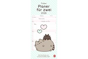 Pusheen Planer für zwei 2026: Wandplaner für 2. Partnerkalender mit 2 Spalten. Terminkalender mit der niedlichen Cartoon-Katze. Wandkalender für 2 Personen. (Familienplaner Heye)
