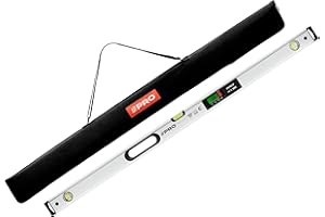 PRO900 Niveau Electronique 120cm avec 2 écrans LCD et pochette - Niveau à bulle numérique avec mémoire de mesure jusqu'à 19 résultats - Indice de protection IP65 - Couleur Blanche