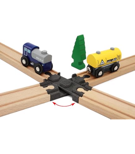 Lot De 28 Adaptateurs Rails De Train En Bois – 16 Rails Droits, 8 Connecteurs Flexibles, 4 Attaches
