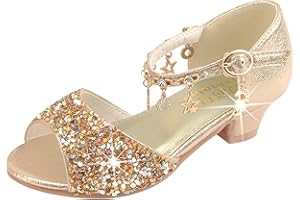 YOSICIL Scarpe con Tacco Principessa Eleganti Lucente Ragazza Ballerine Glitterate Scarpe per Cosplay Cerimonia Festa Comunione Cerimonia Ballerine Bambina Tacchi per Donna e Ragazza