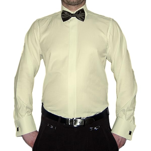 Camicia Smoking Uomo Bianca Camicia Da Smoking Uomo In Avorio TUXXMAN - Collo A Pieghe Formale Per Occasioni Eleganti Tute Uomo Estive - Foto 8