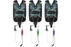 HIRISI TACKLE Détecteur de touche et balancier à LED 3 couleurs - Éclairage LED - Alarme de pêche à la carpe - Camouflage