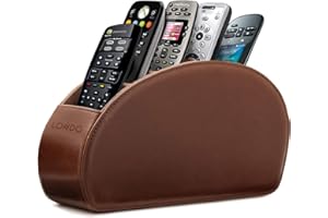 Londo Range Télécommandes à 5 Compartiments - DVD, Blu-Ray, TV, Chaîne Hi-FI, Roku ou Apple TV - Cuir avec Doublure Suédée - Faible Encombrement pour Séjour ou Chambre