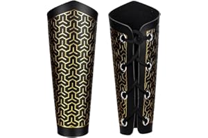 GORGECRAFT 2Stk Leder-Armschützer Mittelalterliche Lederstulpen Armband Schwarz-Goldenes Bergmuster Rüstungsarmschienen Retro Leder-Cosplay-Armschiene Verstellbare Armrüstungsmanschette Für LARP