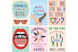 Sweetzer & Orange Pósteres de bondad para decoración de aulas. 6 carteles para el aula, paquete de carteles grandes de 15 x 22 pulgadas. Carteles de mentalidad de crecimiento