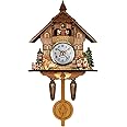 Verve Jelly Cuckoo Clock Traditional Black Forest Chalet Clock Handcrafted Quartz Clock Wall Decor,Vintage Pendulum Clock for Bedroom Living Room School Office