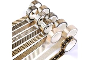 YUBBAEX 10 rotoli di nastro Washi Tape, scrapbook Craft Forniture per fai da te, decorazioni artigianali, confezioni regalo, scrapbooking (lamina dorata 10)