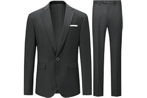 Allthemen Abiti da Uomo 2 Pezzi Suit Slim Fit Wedding Dinner Tuxedo Abiti per Uomo Business Casual Giacca e Pantaloni 10 Colori Disponibili
