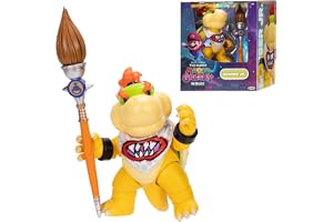 The Super Mario Galaxy Movie - Bowser Jr. Figur 12 cm Tillbehör Pensel - Officiell Licens Jakks Pacific - 17 Ledpunkter Detal