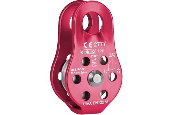 ALPIDEX Poulie de Renvoi 22 KN | Fix Pulley | Poulie de Mouflage | Norme EN12278 | Câbles Jusqu'à 13 mm Diamètre | Palan à Câble | Treuil Guide Câble | Oulies de Levage