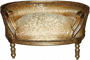 Casa Padrino Barock Hunde & Katzen Sofa Gold Muster/Gold - Hundesessel Sitz Hundebett Katzenbett Hund Katze Möbel
