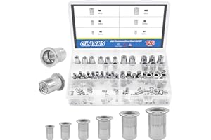 Glarks 126Pcs 304 Acciaio Inox M3 M4 M5 M6 M8 M10 Testa Piatta Filettata Rivetnut Inserto Nutsert Rivetto Dado Assortimento Kit