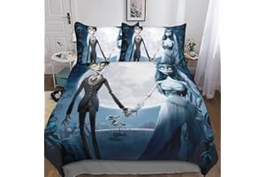 Entemah Corpse Bride Set Di Biancheria Da Letto Per Stampa 3D, Stampa Amore romantico Copripiumino Biancheria Da Letto Per Ragazzi E Ragazze King（220x240cm）