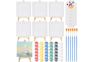 UZSUZZ Set di 30 pezzi Mini Cavalletti con tela d'arte Mini tele con cavalletto pittura con Cavalletto Pittura Cavalletto da Tavolo di Legno per artisti principianti hobbisti