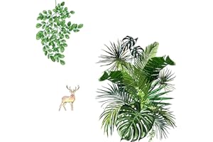 Xinlon Decorativo Planta Tropical Pegatinas, Pegatinas de Pared hoja planta tropical, Pegatinas de Pared de la Planta de Bricolaje Verde para Sala de Estar y Dormitorio