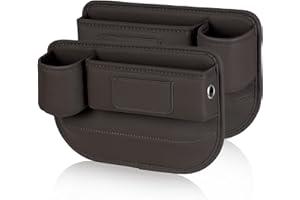 ‎KWAK'S Kwak's 2-Pack-Autositz-Lücke-Füller-Organizer, multifunktionale Universal-Aufbewahrungsbox mit Becherhalter für Telefon, Gläser (braun)