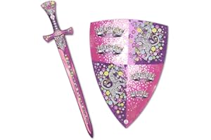 Liontouch - Spada e Scudo Principessa di Cristallo per Bambine - età 3-8 Anni | Set Medievale in Gommapiuma per Giochi di Ruolo Leonessa Rosa/Argento | Accessori da Battaglia Sicuri per Costumi Reali